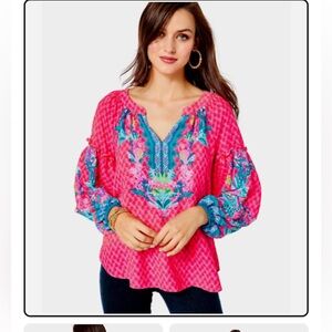 LILLY PULITZER SIZE SMALL ZAID TUNIC TOP *HERD YOU COMING* RUBY RED